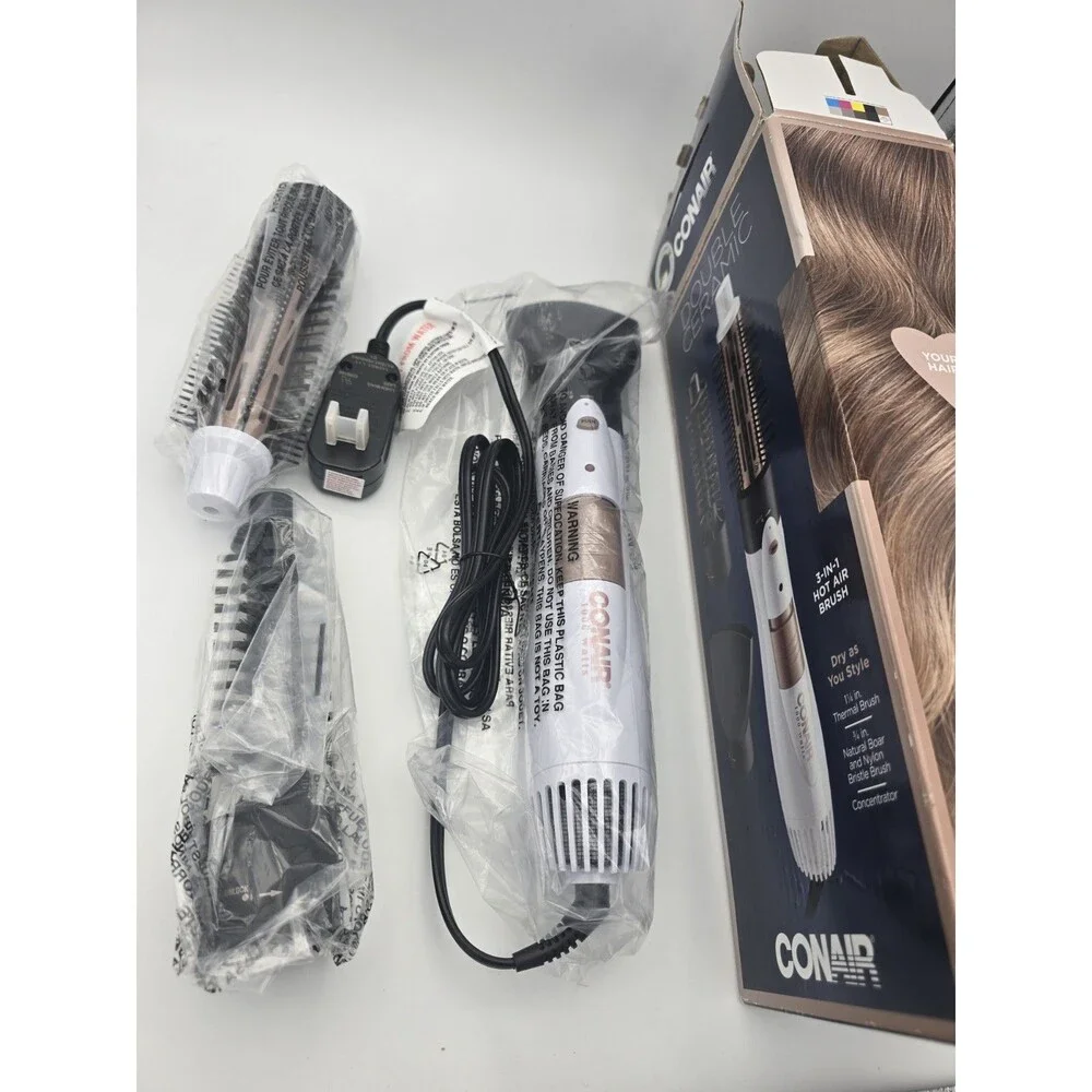 Conair Double Ceramic 3-in-1 Hot Air Brush BC171DG Hair Styler, Dry as you Style